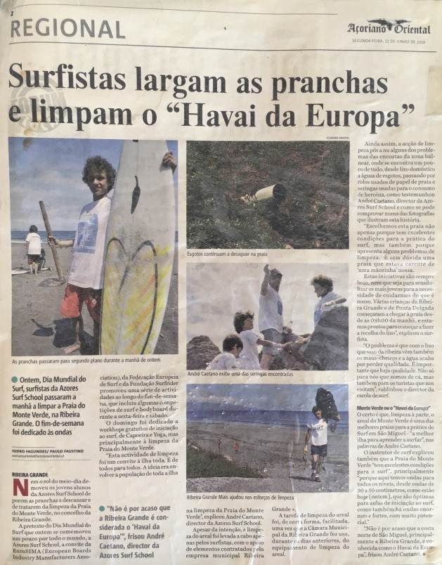 Junho de 2010 – “Jovens dedicam fim-de-semana à limpeza da Praia do Monte Verde”